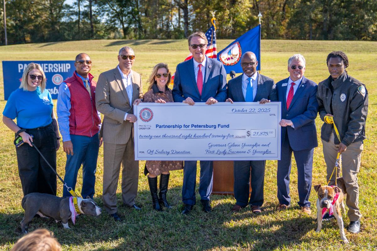 Governor Glenn Youngkin and First Lady Suzanne S. Youngkin Donate Half of Their Q4 Salary in Support of the Petersburg Animal Care and Control Facility